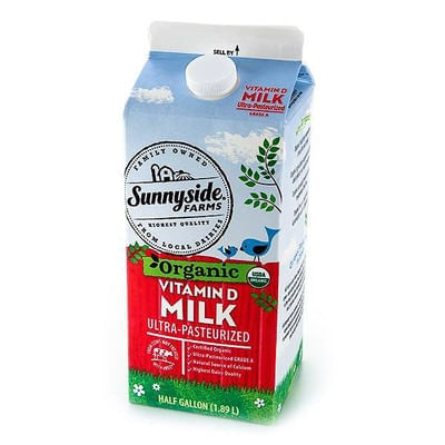 Sunnyside Farms Milk, Organic, Vitamin D, Half Gallon