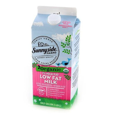 Sunnyside Farms Organic 1% Low Fat Milk Half Gallon